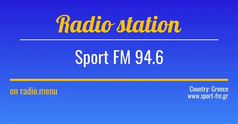 super sport fm 94.6|Sport FM 94.6 Greece radio stream .